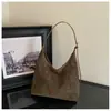 Bolso de hombro de tela cepillada de comercio exterior, moderno y popular, para mujer, nuevo bolso tote de gran capacidad para el día a día, bolso cruzado versátil