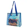Exclusivo para ventas transfronterizas: Bolso de mano transparente de PVC, bolsa iridiscente de gelatina láser, bolsa de regalo, bolsa de compras de plástico con logotipo personalizado