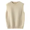 Colete de lã pura sem mangas com gola V para outono e inverno, menino menina, colete suéter de cashmere, peça de outer wear para criança de porte médio a grande