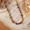 Popular Cadena Doble para Clavícula de Caballo con Piedra Natural Ojo de Tigre y Cuentas de Color Contrastante de Ainibeni, Collar de Moda y Versátil