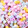 Cor Macaron Contas de Borracha Quadradas com Furo Reto Joias Artesanais DIY Contas Redondas Acessórios de Joias com Contas 8mm