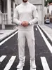 Traje informal de punto grueso para hombre, de otoño e invierno, con cuello alto simple, para ir al trabajo, deportivo y de exterior, transfronterizo de Amazon Europa y América