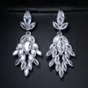 Pendientes de plata con pasador de moda transfronteriza nicho circón de alta gama ultra-brillante diseño de lujo ligero temperamento simple hoja larga mujer