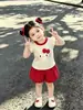 Conjunto de Verano Lindo de Dibujos Animados para Niñas, Shorts Florales Elegantes para Bebé, Conjunto de Dos Piezas Delgado Casual, Dulce y Moderno