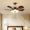 Lámpara de ventilador de techo para restaurante estilo vintage, estilo crema francés, lámpara de ventilador integrada silenciosa de espectro completo que protege los ojos para habitación infantil colorida