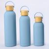 Termo de acero inoxidable 304 de gran capacidad con boca pequeña para deportes al aire libre, taza de agua con tapa de bambú para coche, venta al por mayor transfronteriza