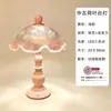 Luminária de Mesa Cogumelo Rosa Romântica Estilo Francês, Luminária de Cabeceira de Quarto Ondulada de Luxo Leve, Luz Noturna Decorativa Estilo Ins