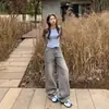 Calça Jeans Feminina Wide Leg de Cintura Alta Estilo Retrô Americano 2026 Versátil Outono/Inverno Caimento Reto Novo Estilo Dropshipping