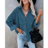 2025 Transfronterizo Europeo y Americano Wish Amazon Nueva Camisa de Otoño e Invierno para Mujer Color Sólido Solapa Acanalada Chaqueta Casual para Mujer