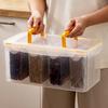Caixa de armazenamento à prova de umidade para cereais, caixa de armazenamento de alimentos selada para manter a frescura, caixa de armazenamento para geladeira com tampa, caixa de plástico transparente para temperos
