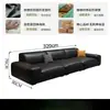 Sofá de cuero negro para sala de estar, adecuado para espacios grandes y pequeños, diseño minimalista moderno, sofá negro de forma rectangular de líneas rectas