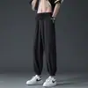Pantalones de verano para hombre, color liso, estilo Hong Kong simple, corte holgado, talla grande, fluidos, hasta el suelo