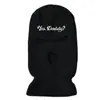 Gorro pasamontañas cálido de invierno transfronterizo, máscara de equitación a prueba de frío, gorro de lana tejido de tres agujeros, gorro bordado con letras