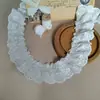 Renda Plissada Bordada com Laço de Algodão Puro, 4,5cm de Largura, Vazada, Acessório Decorativo DIY para Bolsas, Acessórios de Cabelo, Golas, Roupa de Cama e Roupas de Boneca
