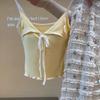 Dulce Chica Suave Sling Combinación de Colores Lazo Pequeño Chaleco Ropa Exterior Ajustado Cintura Alta Ombligo Descubierto Top para Niñas