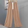 Pantalones de pijama de algodón y seda de moda para mujer 2025, se pueden usar para salir, talla grande, holgados, de pierna ancha, con estampado de dibujos animados, pantalones para casa