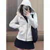 Chamarra sudadera ajustada, simple y elegante, para mujer, perfecta para primavera y otoño, versátil, con línea de hombro regular, cintura ceñida y corte ajustado, adecuada como cárdigan deportivo o sudadera con capucha