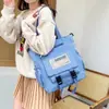 Mochila Escolar Sencilla Bolso de Lona Estilo Ropa de Trabajo para Mujer Bolso Cruzado Deportivo Gran Capacidad Bolso de Hombro para Niños Estudiante Mensajero de Clase