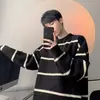 Otoño/Invierno 2026 Suéter de Punto Suave y Esponjoso Diseño de Bloques de Color Sentido del Diseño Casual Cálido Estilo Coreano Estilo Perezoso a Rayas