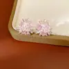 Brincos de Agulha Prata com Design de Flor de Zircônia, Simples e Únicos, Estilo Nicho, Brincos da Moda com Sensação de Luxo Leve e de Alta Qualidade, Atacado