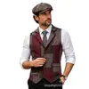 Colete de terno masculino retrô com lapela irregular em retalhos, colete masculino de tweed xadrez moderno tamanho europeu