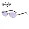 Gafas de Sol Redondas Pequeñas Sin Marco Transfronterizas, Gafas de Sol para Mujer, Gama Alta, Protección UV, Protección Solar