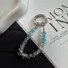 Anillo para dedo con incrustaciones de diamantes de cristal estilo Ins, cordón para teléfono, llavero corto creativo, colgante para bolso