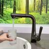 Lavabo Blanco Leche Grifo Extraíble Cajón de Baño Ajustable 4 Puntos Encimera de Baño Lavabo Caliente y Frío