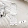 Calcetines Anti-Pilling para Mujer de Primavera y Otoño, Calcetines de Algodón Puro con Lunares y Dedos Separados para Mujer, Calcetines de Media Pantorrilla sin Costuras con Volantes, Calcetines Japoneses Adelgazantes de Dos Dedos