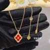 Traje de fritilaria blanca Bratti estilo palacio retro italiano, pulsera de trébol, collar de ágata roja, anillo y pendientes.