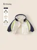 Conjunto de Roupa Youbao Kidsren com Jaqueta com Capuz Color Block e Forro de Lã Polar, Conjunto de Duas Peças para Meninos, à Prova de Vento e Quente, Roupa de Outono para Meninas