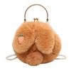 Bolsas de Pelúcia Outono e Inverno para Mulheres 2026 Novo Estilo Bolsa Transversal com Corrente de Pérola Popular Bolsa de Coelho de Pelúcia com Clipe de Mão