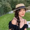 Sombrero de Paja de Copa Plana Ala Pequeña Sombrero de Copa Japonés Sombrero de Paja Corto de Verano para Viajes Sombrero de Playa para Vacaciones en la Costa Sombrero de Sol