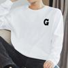 Camiseta de algodón americano pesado de 260 g para hombre, de manga larga, con base interior, estampada con letras, de algodón para otoño