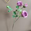 Manguera de flores de simulación, capullo de rosa de 3 cabezas, núcleo de rosa Austin, modelo de casa, habitación, decoración de boda, suministro en el extranjero