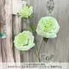 Lichia Rosa de Três Cabeças com Folhas, Buquê Falso Simulados, Flores de Casamento, Enfeites de Flores Artificiais de Seda de Alta Qualidade, Flores Decorativas para Sala de Estar