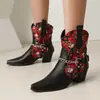Botas de tacón alto botas de punta nuevo estampado grueso 40 Europa Occidental y Estados Unidos comercio exterior 48 botas de cowboy botas martin tubo corto costura mujer