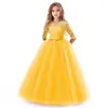 Vestido Infantil Más Vendido de Amazon con Mangas Largas, Adecuado para Edades 3-14, Vestido de Dama de Honor, Suministro Transfronterizo, Vestido de Princesa Europeo y Americano