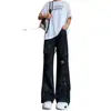 Jeans Rasgados Blancos con Graffiti para Hombre, Pantalones Estilo Americano Cleanfit de Primavera y Otoño, Pierna Recta High Street, Pierna Curva, Ligeramente Acampanados