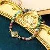 Pulsera de cuentas de malaquita de piedra de color de estilo étnico retro europeo y americano para mujer, nicho, temperamento de alto sentido, venta al por mayor