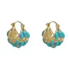 Brincos Studs Florais Turquesa Moda Luxo Leve Nicho Temperamento Simples Design Único Versátil Para o Dia a Dia Argolas de Orelha Atacado