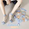 Calcetines para niños para primavera y verano, calcetines de seda helada ultrafinos transpirables para bebé Clase A, calcetines de malla de poliéster-algodón con dibujos animados lindos para niñas