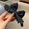 Nuevo estilo pinza de plátano vertical con lazo de pedrería para mujer, pinza para el pelo fácil de usar con un toque de alta gama, accesorio para el pelo de pinza de garra para recogido de coleta negra