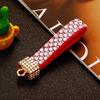 LLavero de metal con forma de cuerda de taladro y diamantes engastados a mano para coche, bonito colgante para bolso de mujer, llavero, anillo, accesorios de cuerda tejida