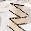 Cinta de Tela con Pelusa de Lana con Borde de Ganchillo Elegante Accesorios para el Cabello Accesorios para Joyería DIY Cinta a Cuadros Decorativa de Lazo