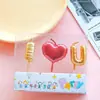 Decoración de pastel para el Día de San Valentín Qixi tarjeta en forma de corazón línea de goma suave adorno de perro topper de vela de amor inserto