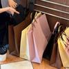 Bolsa de embalaje para tienda de ropa, bolsa de embalaje portátil para compras, bolsa de regalo no tejida para mujer, logotipo imprimible
