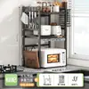 ¡Wow! Estante de Almacenamiento para Horno de Microondas de Acero Inoxidable Estante de Almacenamiento Deslizable para Cocina Estante de Almacenamiento para Horno Doméstico Freidora de Aire