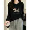 Camiseta Casual de Algodão Bambu com Gola Redonda e Manga Longa para Mulheres, Coleção de Outono, Estilosa e Jovem, Top Camada Base Verde