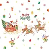 Adesivo de Parede Papai Noel de Desenho Animado Rena Trenó Presente de Natal Adesivo em Inglês Vitrine Decoração de Feriado Adesivo